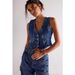 New European And American Cross Border Fashion Casual V Neck Dnim Tops Women's Adjustable Vest_ecoleips.com