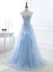Blue Tube Top Evening Dress Student Art Exam Performance Graduation Dance Party Temperament Annual Dinner Host Dress_ecoleips.com