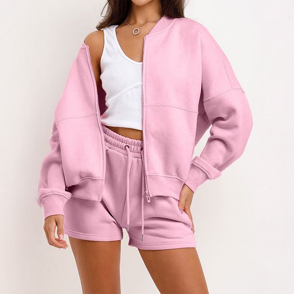 DiYun European And American Casual Style Long Sleeve Sweatshirt Jacket Short Two-Piece Set Women's Clothing_ecoleips.com