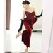 Elegant Retro French Style Burgundy Wedding Dress High-End Suitable for Brides Engagement Parties Toasting And Emcee Performance Evening Gown_ecoleips.com