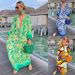 Women's 2023 Spring V Neck Loose Long Sleeve Printed Dress_ecoleips.com