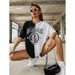 Spring European And American Loose Color Matching T Shirt T Shirt Female Digital Printing_ecoleips.com