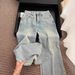 Women's High-Waisted Wide Leg Jeans Rhinestone Design Loose Fit Slimming Heavy Duty Straight Leg Pants For Autumn_ecoleips.com