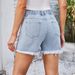 2025s Summer New Washed Rhinestone Beaded Denim Shorts With Fringes Hot Pants_ecoleips.com