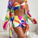 Sexy High Waist Bikini Set 3 Pieces - Long Sleeve Cover Up & Floral Swimwear With Underwire & Padding, Trendy Women's Swimsuits For Beach/Pool_ecoleips.com