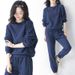 European Fashion Casual Sports For Women Spring And Autumn 2025 New Loose Waffle Two-Piece Set Trendy Wholesale_ecoleips.com