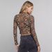 European And American Cross-border 2026 New Elegant Women's Mesh Leopard Print Stand-up Collar Long-sleeve Short T-shirt_ecoleips.com
