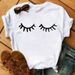 European And American Women's Clothing, Spring-summer White Fashion Eyelash Top T-shirt For Women_ecoleips.com