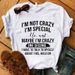 Women's Funny Short Sleeve Shirt I'm Not Crazy I'm Special Printed T-Shirts Round Neck Tee Shirt Casual Summer Tops_ecoleips.com