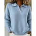 Autumn/Winter Casual And Laid-Back Style Women's Polo Shirt With Flared Collar, Long Sleeves, And Buttoned Sweater Top_ecoleips.com