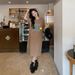 Summer New Korean Style Fashion Plus Size Women Split Printing T-shirt Long Dress Long Below The Knee Girls' Dress_ecoleips.com
