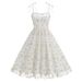 Women's Retro Hepburn Style Bow Halter Mesh Embroidered Dress Christmas Casual Elegant Fashion Thin_ecoleips.com