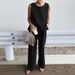 Women's Summer Casual Two-Piece Set Sleeveless Wide Leg Pants Style Loose Fit Solid Color Trendy_ecoleips.com