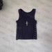 Retro Black Rhinestone Print Cross Vest European American Style Women's Slimming Top Waist Cinching Niche Design_ecoleips.com
