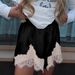 2025 Autumn New Style Lace Trim Wide Leg Shorts For Women Stylish, Elegant, Casual, European & American Style, Perfect For Cross Border Commuting_ecoleips.com