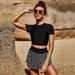Women's Clothing Split Seaside Round Neck Swimsuit Two Piece Set Conservative Solid Color Print Suit_ecoleips.com
