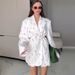 European And American Cross-border Women's Fashion 2025 Spring-summer New Style Printed Loose-fitting Blazer With Tie_ecoleips.com