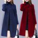 Elegant Long Wool Coat For Women - Plus Size Trench Coat With Slim Fit, Oversized Lapel, And Thick Warm Fabric (Black, Burgundy, Navy)_ecoleips.com