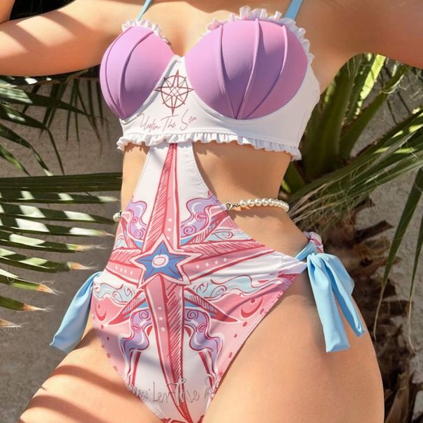 New 2025 Women's Mermaid Shell Swimsuit Sexy Princess Style Slimming Swimwear Foreign Trade Sensual Suspender Fit Vacation Wear_ecoleips.com