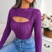 Fashion Hollow Twist Long Sleeve Sweater Women's Clothing_ecoleips.com