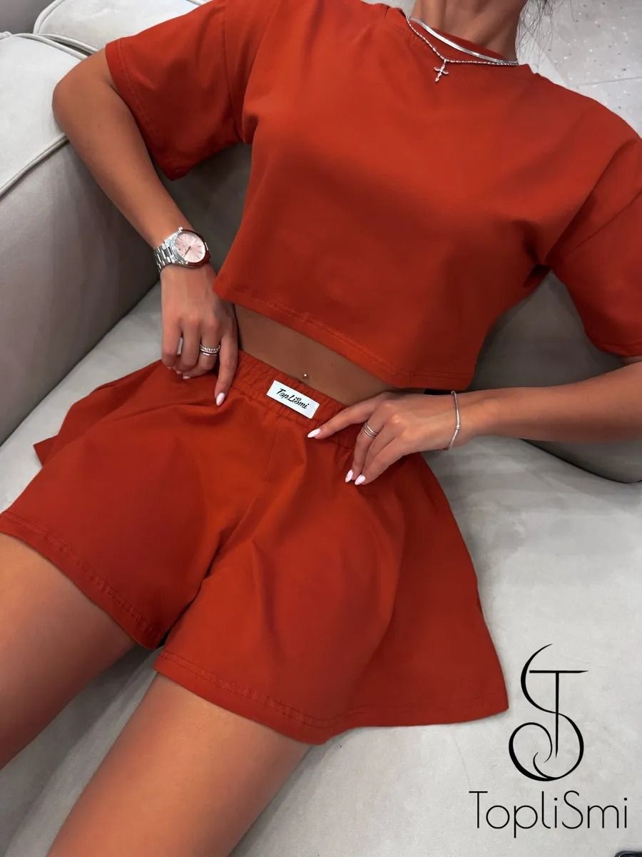 Women's Clothing Casual Sexy Short Sleeved T Shirt Shorts Solid Color Two Piece Set_ecoleips.com
