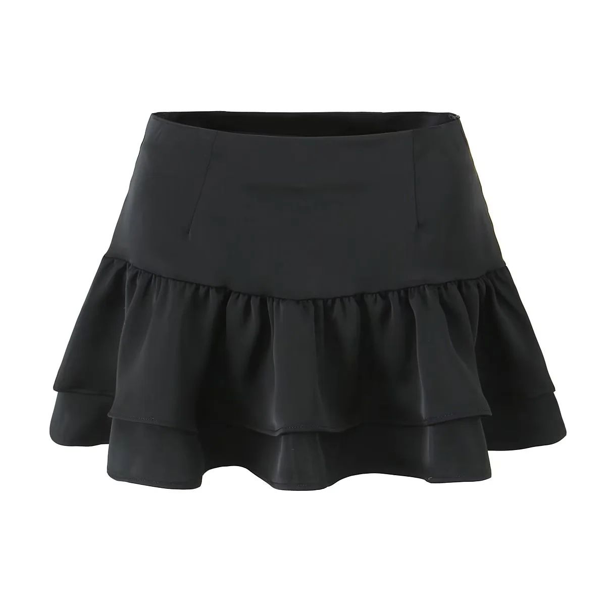Women's Clothing Sweet Spicy Style Puff Sleeve Tie Shirt High Waist Ruffle Skirt Two Piece Set_ecoleips.com