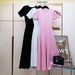 Women's Pearl Embellished Long Dress, Summer Round Neck Short Sleeve Knit Dress, Hollow Out Waist Defining Dress, Vacation/Beach Dress_ecoleips.com