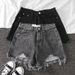 Summer High-Waisted Korean Style Denim Shorts for Women Loose Fit Ripped Tassel A-Line Wide Leg Hot Pants Trendy Brand New Arrival 2026_ecoleips.com