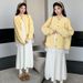 Autumn New Korean Fashion Embroidered Lace Trim Thickened 2-Piece Maternity Dress_ecoleips.com