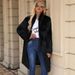 Women's Clothing Luxury Long Faux Rabbit Fur Coat – Adjustable Belt, Black Winter Coat For Women_ecoleips.com