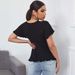 Voya Women's Sexy V-neck Waist Cinched T-shirt Top 2026 In Stock, Slim Hem, Short Sleeved Knit Shirt For Women_ecoleips.com