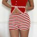 Stylish Women's Low Waist High Elastic Striped Shorts - Summer Fashion Stretch Shorts For Casual & Beach Wear_ecoleips.com