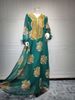 AB214 Dubai Luxury Abaya Dress for Women with Ostrich Feather Trim And Gold Lace Breathable Polyester Blend Modest Fashion S-XXL_ecoleips.com