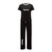 Women's Clothing Women's Summer Fashion Two Piece Set Print Short Sleeve Crew Neck T Shirt And Loose Fitting Pants_ecoleips.com