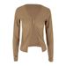 AC433 Autumn New Long-Sleeve Blouse Buttoned T-Shirt Tight-Fitting Cropped Knit Cardigan Korean Style Gtle Top For_ecoleips.com