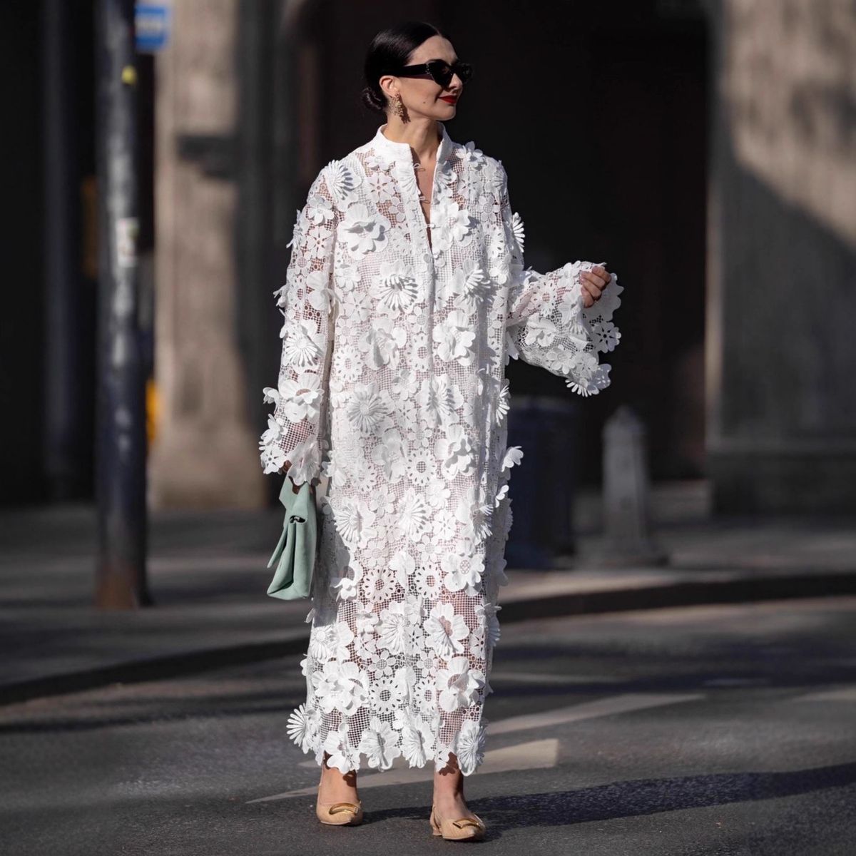 Elegant Lace-Trimmed A-Line Dress – Women's Breathable Polyester Midi Dress With Floral Cutout Details (S-XL) | Boho Chic Office To Dinner Outfit_ecoleips.com