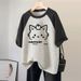 Summer New Style Women's T-Shirt Pure Cotton Short Sleeve Casual Fashionable Versatile Age Reducing Raglan Sleeve mid Length Top_ecoleips.com