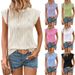 Women's Clothing Round Neck Short Sleeve Loose T Shirt Vest Women_ecoleips.com