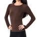 Women's Long Sleeved Yoga T-Shirt Round Neck Solid Color Breathable Quick Drying Fitness Sports Top For Running Badminton_ecoleips.com