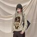 girl 251029-157 "Good Morning Little Sausage" Design Side Button Mink Dog Retro Sweater_ecoleips.com