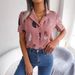 2026 Spr/Summer European And American Style Feather Collar Loose Short-Sleeve Shirt Cross-Border Women's_ecoleips.com