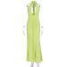 Women's Clothing Elegant Deep V Neck Backless Wrap Dress - Stretchy Smocked Midi Dress A-Line High Waist Bodycon Dress (Green/Black/White/Wine Red)_ecoleips.com