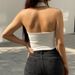 Women's Clothing Girl Halter Neck Backless Small Sling Female Slim Short Navel Exposed Solid Color Thread Versatile Short Top Trendy Summer_ecoleips.com
