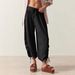 cross-border Drawstring Lantern European And American Clothing, 2025 Summer Women's Pants, Stylish Slim-fit Casual Pants_ecoleips.com