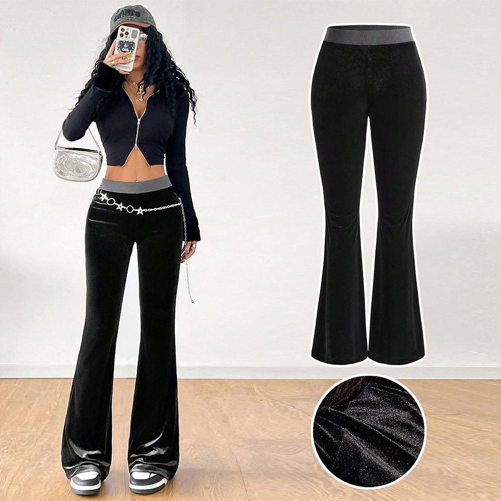 Voya 2026 Women's Simple Korean Velvet Casual Pants Spring/Summer High-Waisted Slim Elastic Waist High-waisted Slim-fit Elastic Waist Wide-leg Pants
_ecoleips.com