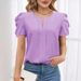 Women's Summer Short Sleeve Top - Breathable Loose Fit Casual Tee In Solid Colors_ecoleips.com