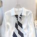 Women's Clothing Real Shot Of The New Autumn Design Tie High End Shirt Temperament Top Shirt Women_ecoleips.com
