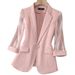 ng2510292 Pink Three-Quarter Sleeve Thin Blazer For Women 2025 Spring Summer New Casual Fashion Design Elegant Suit_ecoleips.com
