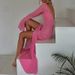 Sexy Hollow Out Shoulder Long Sleeved Beach Dress Women's Casual Split Slim Fit Long Dress Spring Summer Vacation Knitted Dress_ecoleips.com