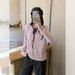 Korean-Style Striped Round-Neck Long-Sleeved T-Shirt For Women's Autumn Loose, Laid-Back And Slimming Knitted Base Layer_ecoleips.com